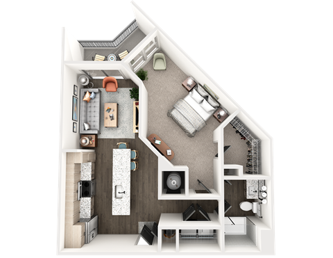 Floor plan for 1 bed, 1 bath, 779 sqft